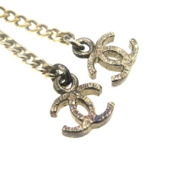 CHANEL CC Logos Rhinestone Necklace 24" Gold Tone - Picture 3 of 8